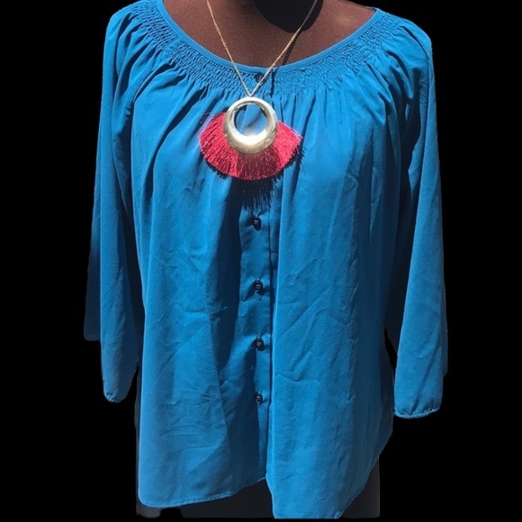 Chadwick’s‎ scoop neck flocked collar blouse top - Picture 1 of 7